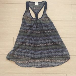 Tribal Patterned Sheer Tank Top